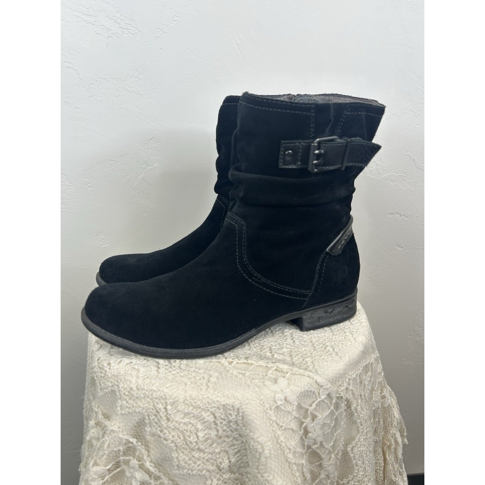 Suede Leather Black Boots Earth Slouch Style Size 10 Goth Western Boho Classic